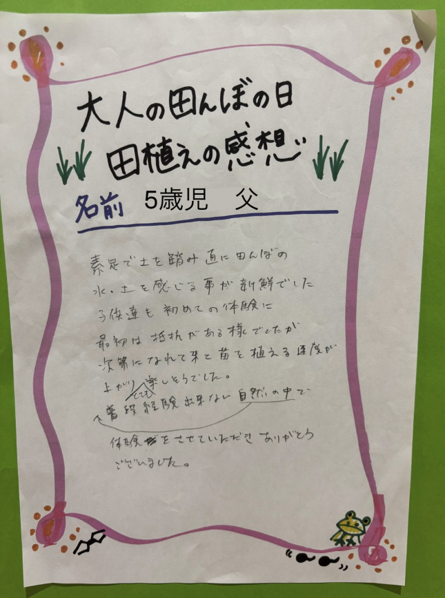 保育教諭体験（田植え）5歳児　父